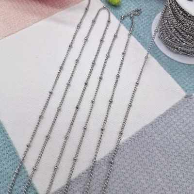 Ланцюг Касабланка, родій, ширина 2 мм, колір - срібло, 1 м