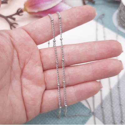 Ланцюг Касабланка, родій, ширина 2 мм, колір - срібло, 1 м