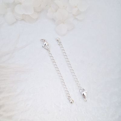 Карабин 10 мм с удлиняющей цепочкой, 65 мм, шарик, родий, цвет - светлое серебро