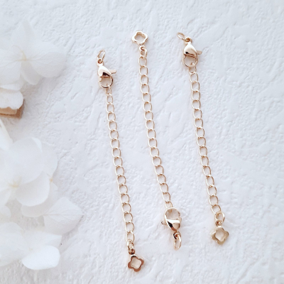 Карабін 10 мм з ланцюжком подовжувачем, 65 мм, конюшина, 14К, колір — золото