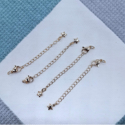 Карабин 10 мм с удлиняющей цепочкой, 65 мм, звезда, 14К, цвет — золото