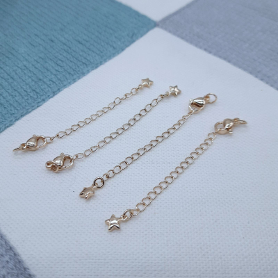 Карабин 10 мм с удлиняющей цепочкой, 65 мм, звезда, 14К, цвет — золото