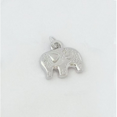 Кулон Щасливий слон, 14х15 мм., родій, колір - срібло