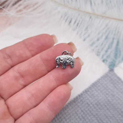 Кулон Щасливий слон, 14х15 мм., родій, колір - срібло