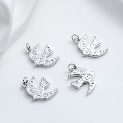 Кулон Пташка Мрій, родій, 20×16 мм, колір — платина