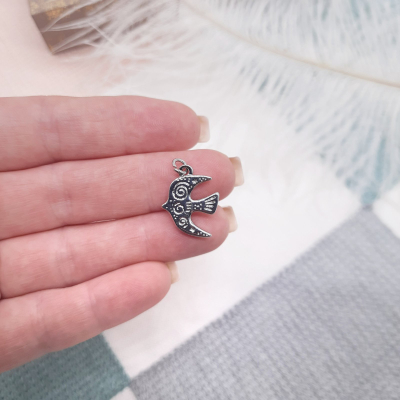 Кулон Пташка Мрій, родій, 20×16 мм, колір — платина