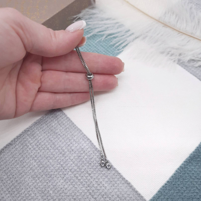 Комплект ланцюжків зі стопером Софія, родій, 12 см, колір - платина