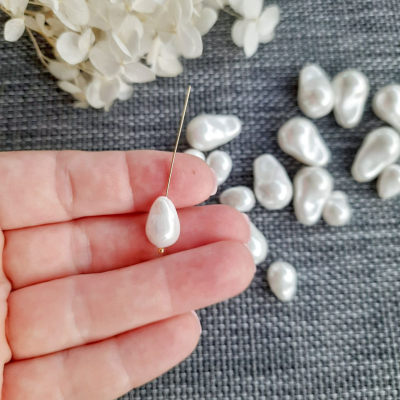 Жемчужина Грация, Shell pearl, 8x14 мм, белая, 6-12 г, 1 шт.