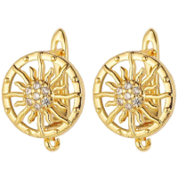 Швензи Сонячне коло, 18К, 15х13 мм., колір - золото, пара