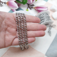 Цепь Фигаро, нерж. сталь, ширина 5 мм, цвет - платина, 50 см.