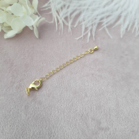 Карабін 12 мм. з ланцюжком подовжувачем, 18K, 70 мм., крапля, колір - золото, 1 шт.