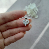 Кулон Кришталеве серце, 12х12,8 мм, родій, колір - платина