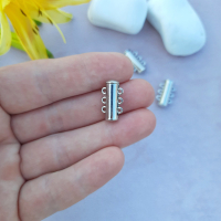 Замок многорядный магнитный (3 ряда), 20х12 мм. родий, цвет - серебро