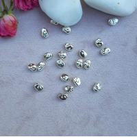 Роздільні намистини, форма бароко, родій, 7×5 мм., колір - світле срібло, 10 шт.