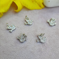 Кулон Птах Кохання, родій, 9х10 мм, колір - платина, 1 шт.