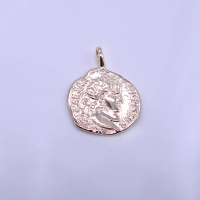 Кулон Монета Цезарь, 14К, 16х22 мм., цвет - золото G02