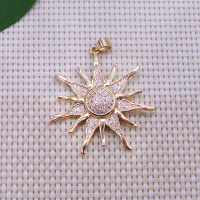 Кулон Звезда-солнце, 18К,  34х42 мм., цвет - золото