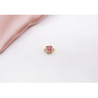 Коннектор с кристаллом Квадрис розовый, 18К, 10х7 мм., цвет - золото