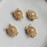 Замок-защёлка на два ряда ажурная, 18К, 12 мм., цвет - золото