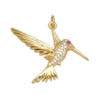 Кулон Колибри, 18К, 25х34 мм., цвет - золото G01, в комплекте с бейлом Кулон Колибри, 18К, 25х34 мм., цвет - золото G01, в комплекте с бейлом