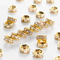 Бусины разделители со стразами, 4 мм., 14К, 4 шт.