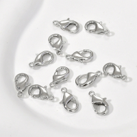 Замок-карабин, 12х6,5 мм., родий, цвет - платина, 10 шт.