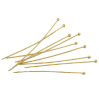 Пины с шариком 18К, 0.6х50 мм., цвет - золото (набор 10 шт) Пины с шариком 18К, 0.6х50 мм., цвет - золото (набор 10 шт)