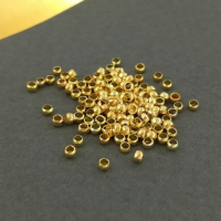 Кримпы зажимные 2,5 мм, 18К, цвет - золото, 30 шт. Кримпы зажимные 2,5 мм, 18К, цвет - золото, 30 шт.